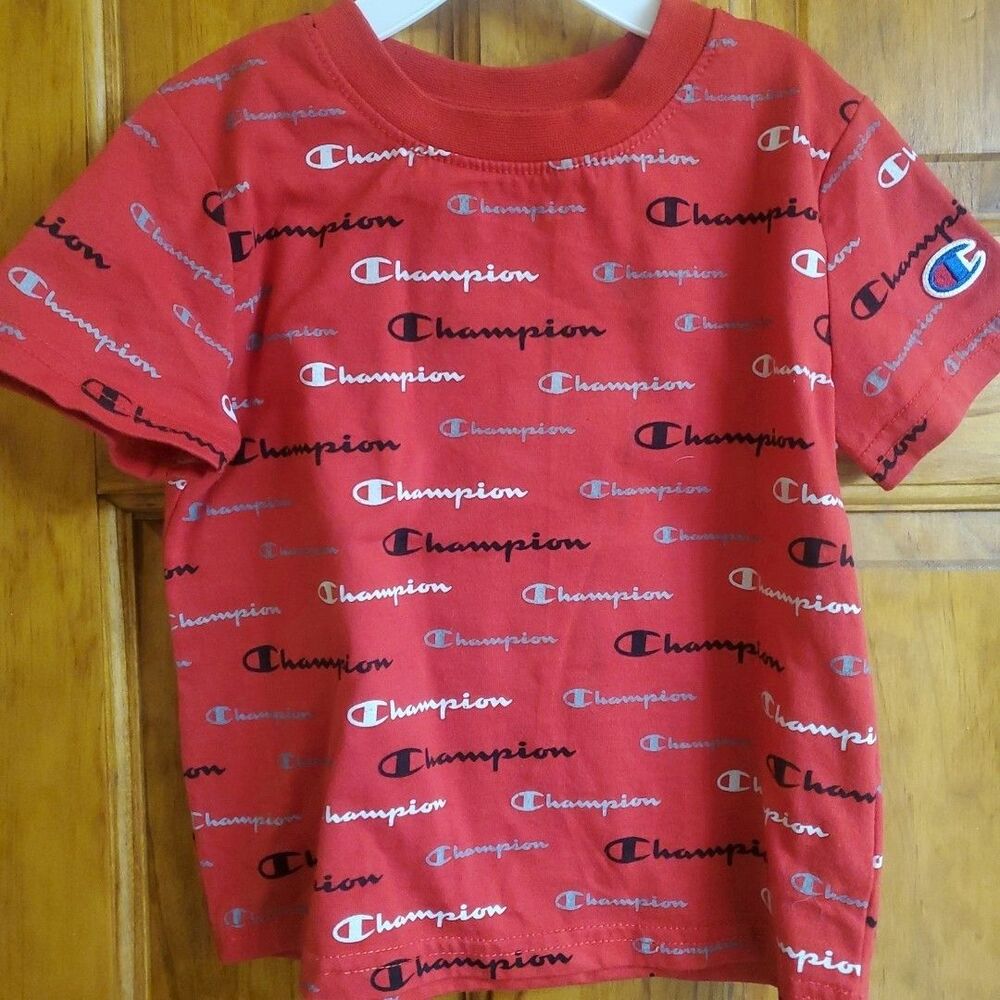 Champion Toddler Allover Print Script T-Shirt‎ Sz 4T